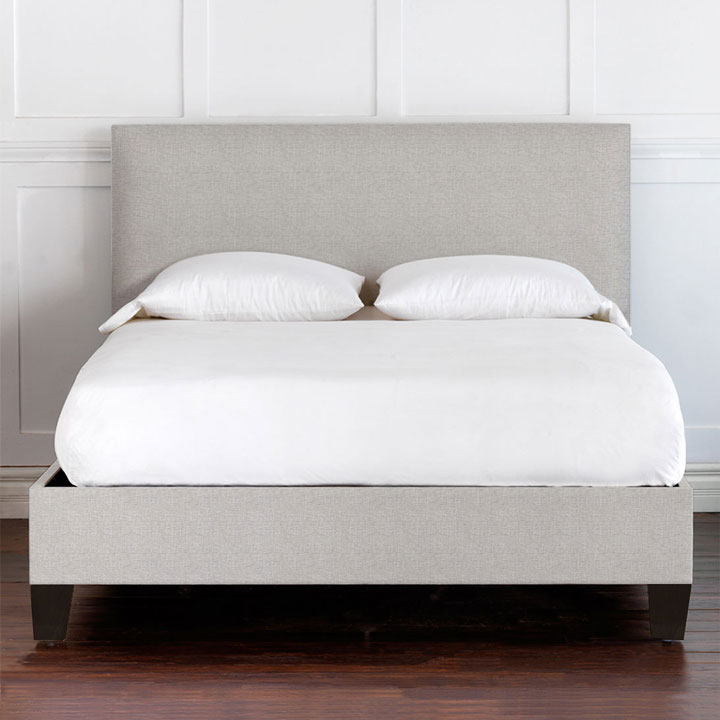 Malleo Upholstered Bed in Draper Slate luxury bedding collection