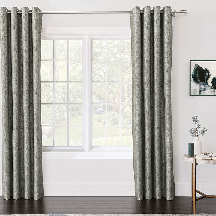 Echo Metallic Curtain Panel Eastern, Metallic Grey Curtains