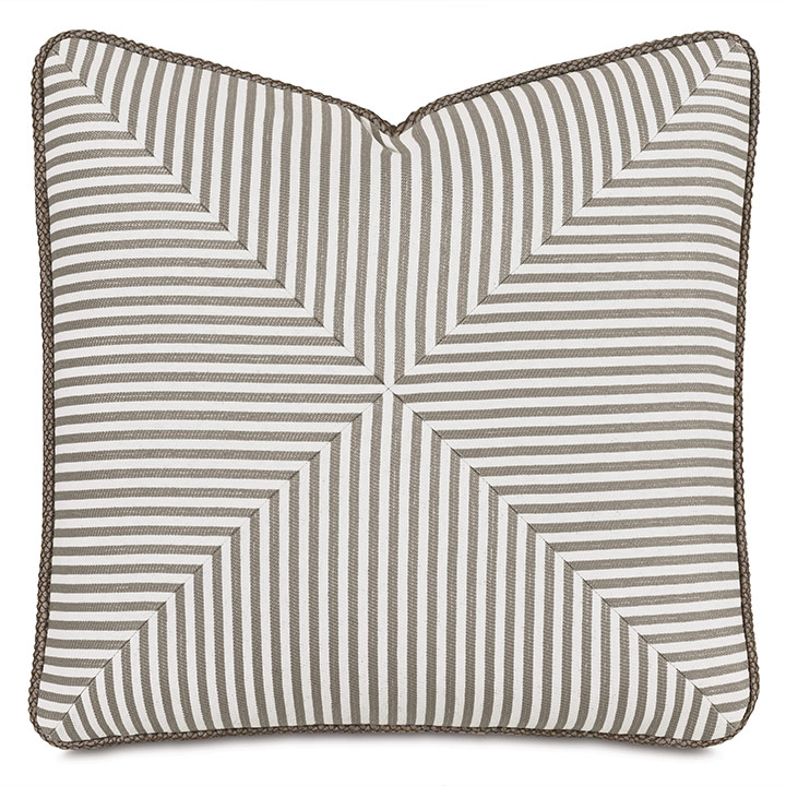 Ahoy Striped Decorative Pillow in Biscotti