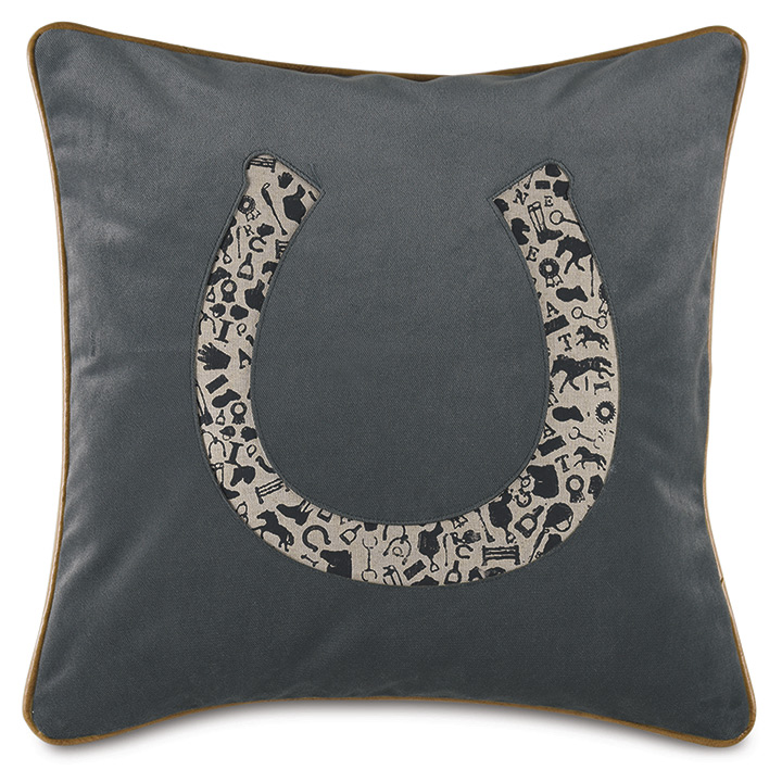 Arcaro Blockprinted Decorative Pillow in Horseshoe