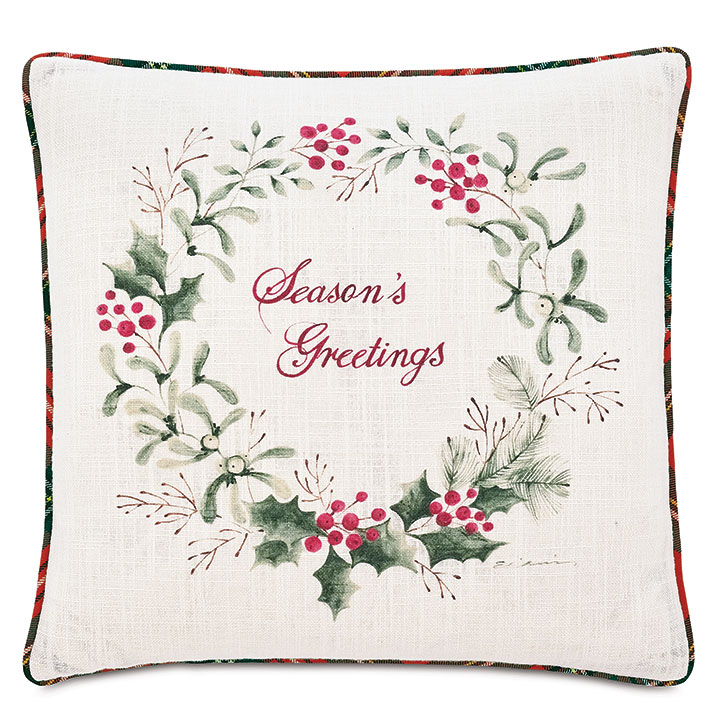 HOLIDAY WREATH DECORATIVE PILLOW