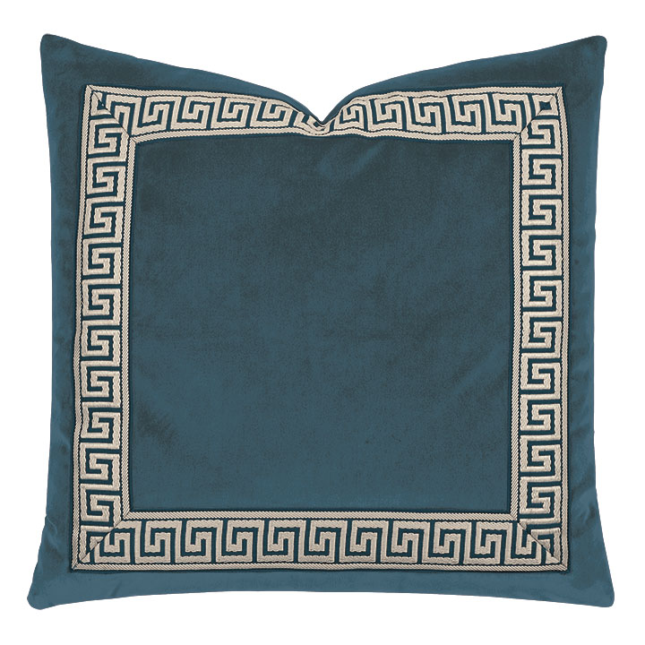 Uma Greek Key Border Decorative Pillow in Pacific