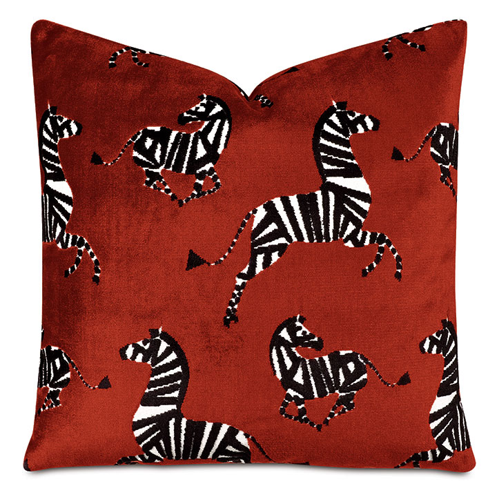 Tenenbaum Zebra Decorative Pillow in Cherry