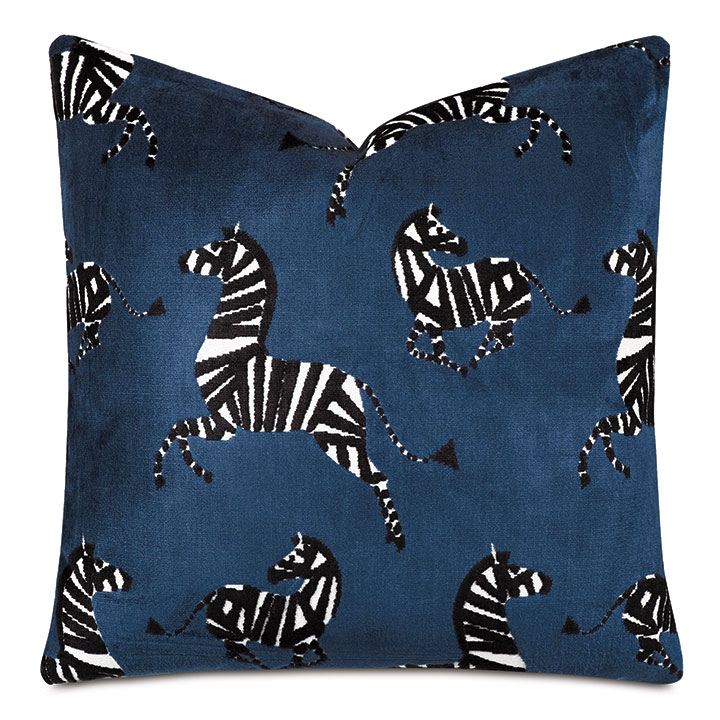 Tenenbaum Zebra Decorative Pillow in Pacific