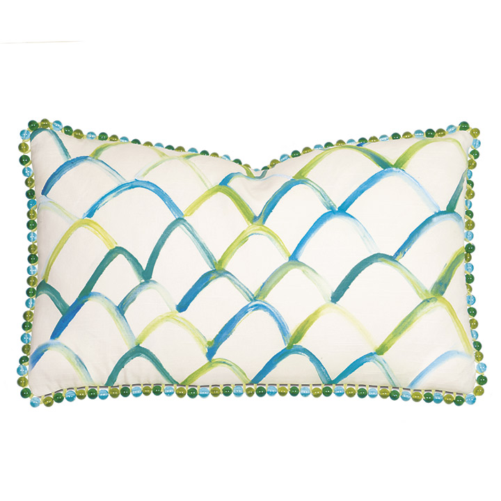 Blue/Green Scallop Design Hand-Painted