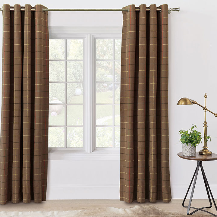 Chalet Check Curtain Panel in Brown
