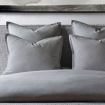 Brant Point - Soft gray,warm gray,gray,grey,striped,stripes,solid,mitered,flange,mitered flange,texture,cotton,100% cotton,Egyptian cotton,monochrome,two-sided,reversible,bedding,luxury,luxury bedding,high-end,high-quality,sophisticated,refined,coastal,east coast,thom filicia,pinstripes,pinstriped,luxury bedroom,luxury home,handmade,made in usa,made in america,made to order,duvet cover,comforter,blanket,designer,machine washable,washable,soft,reversible,versatile,
