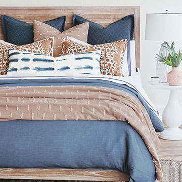 Kellen - ,terracotta bedding,terracotta pillows,boho bedding,blue and coral bedding,blue bedding,southwest decor,southwestern bedding,burnt orange bedding,