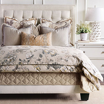 Edith - english traditional bedding, english countryside bedding,botanical bedding,neutral floral,floral bedding,large floral,earth tone,muted,gray and tan,light gray,cottage,tan