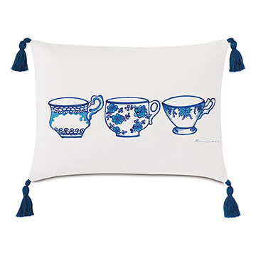 Porcelain Tea Cup Decorative Pillow