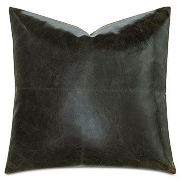 Muse Vegan Leather Decorative Pillow in Emerald