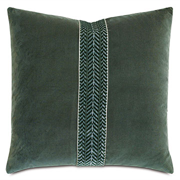 Uma Chevron Border Decorative Pillow In Pine