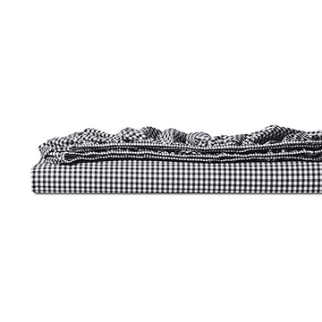 MALAYA GINGHAM FITTED SHEET IN BLACK