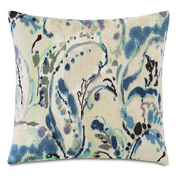 Tabitha Watercolor Paisley Decorative Pillow