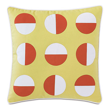 Kaleidoscope Applique Decorative Pillow in Lemon