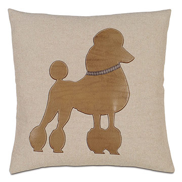 Poodle Applique Decorative Pillow
