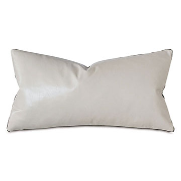 Tudor Leather Decorative Pillow In Vanilla