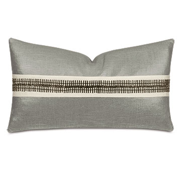 Dax Beaded Trim Decorative Pillow in Taupe