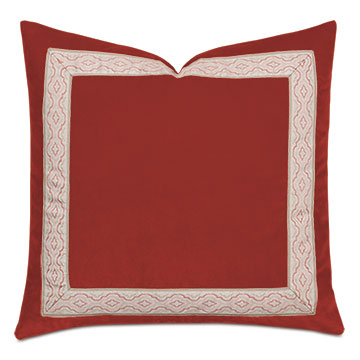 Uma Ogee Border Decorative Pillow  in Rust