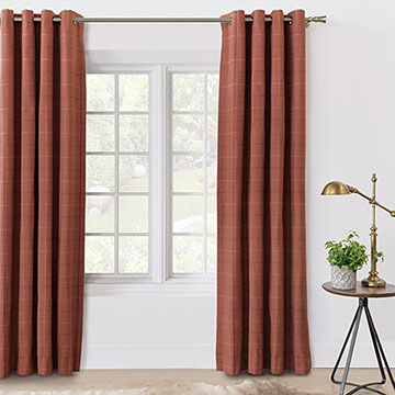 Chalet Check Curtain Panel in Autumn