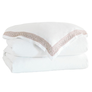 Juliet Lace Duvet Cover in White/Fawn
