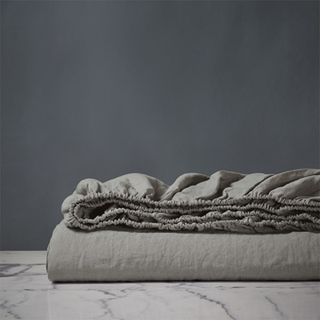 Shiloh Linen Fitted Sheet in Cement