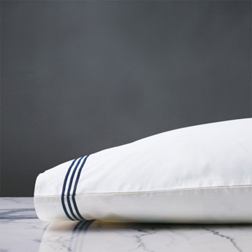 Tessa Satin Stitch Pillowcase in White/Navy