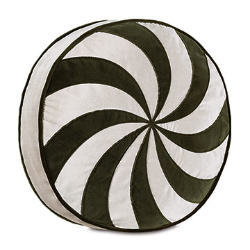 Tenenbaum Swirl Tambourine Decorative Pillow in Olive