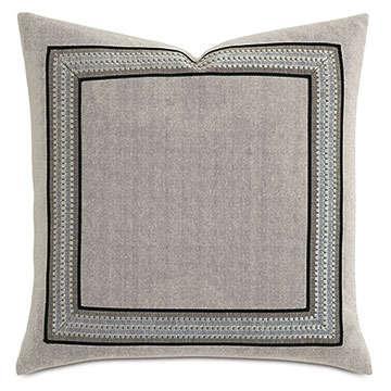 Sheldon Embroidered Border Decorative Pillow in Grain