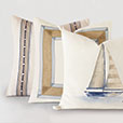 Maritime Hand Painted Yacht Accent Pillow In Ivory