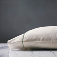 Linea Velvet Ribbon Pillowcase In Ivory & Aloe