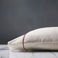 Linea Velvet Ribbon Pillowcase In Ivory & Shiraz