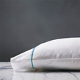 Linea Velvet Ribbon Pillowcase In White & Azure