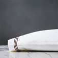 Tessa Satin Stitch Pillowcase in White/Brown