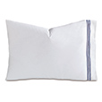 Tessa Satin Stitch Pillowcase in White/Navy
