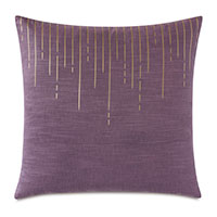 Tabitha Metallic Drip Decorative Pillow in Plum