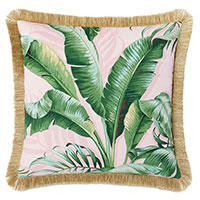 Abaca Fringe Decorative Pillow in Flamingo