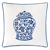 Porcelain Ginger Jar Decorative Pillow