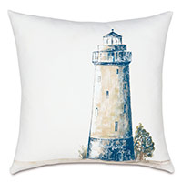Lighthouse Handpainted Decorative Pillow