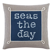 Bay Blockprinted Decorative Pillow in Seas