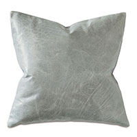 Tudor Leather Decorative Pillow in Dove