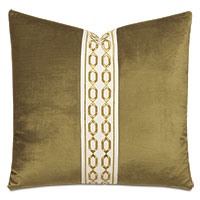 Lucerne Chain Tape Decorative Pillow in Olive