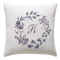 Naomi Hand Painted Monogram Accent Pillow In White