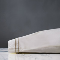 Tessa Satin Stitch Pillowcase in Ivory/Sable
