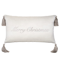 Christmas Embroidered Decorative Pillow in Silver