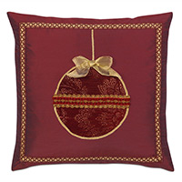 Noel Ornament Decorative Pillow in Burgundy