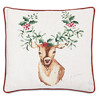 Reindeer Wreath Decorative Pillow