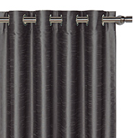 Edris Faux Silk Curtain Panel in Charcoal