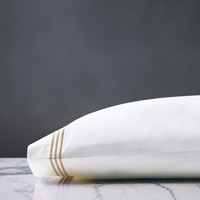 Tessa Satin Stitch Pillowcase in White/Bisque