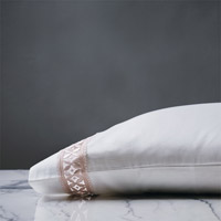 Juliet Lace Pillowcase in White/Fawn
